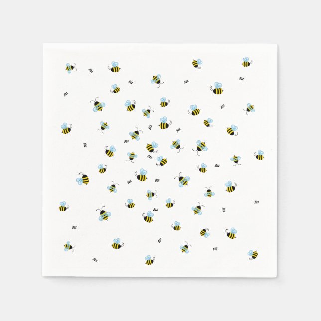 Cute Buzzing Bees Beneficial Garden Insects Napkins (Front)