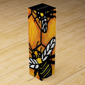 Cute Buzzing Yellow Jacket Bee Honeycomb Wine Box