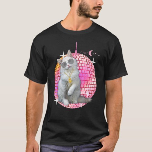 Cute Ca   Cat Disco Retro Techno Dj Cat Party T T_Shirt