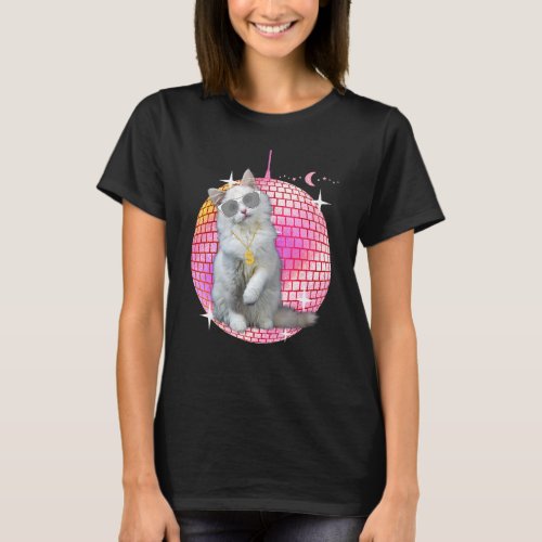 Cute Ca   Cat Disco Retro Techno Dj Cat Party T T_Shirt