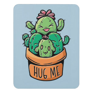 Cute Cacti Hug Me Door Sign