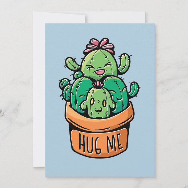 Cute Cacti Hug Me Save The Date (Front)