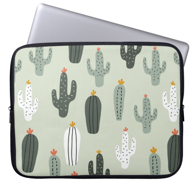Cute cacti seamless pattern,background with hand d laptop sleeve (Front)