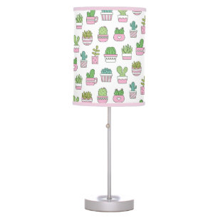 Cute Cacti Succulents Plants Doodles Room Decor Table Lamp