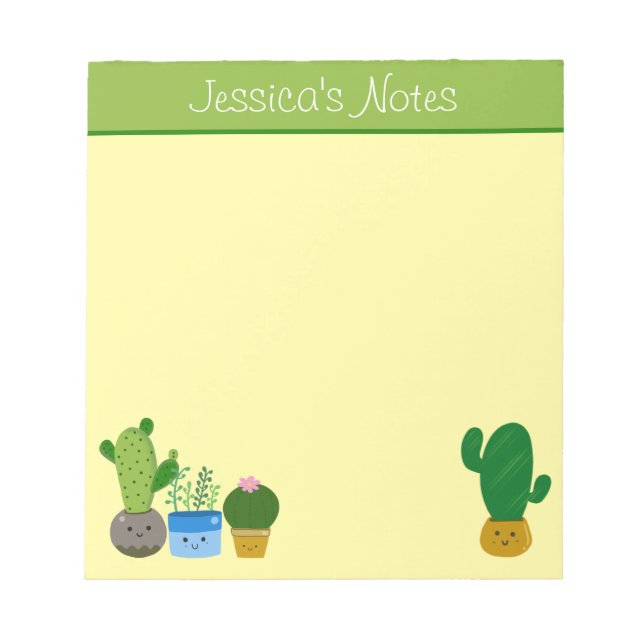 Cute Cacti Succulents Plants Lovers Personalized Notepad (Front)