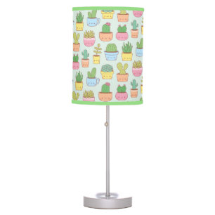 Cute Cacti Succulents Plants Pattern Room Decor Table Lamp