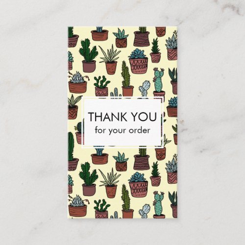 Cute Cacti  Succulents QR Code Order Thank You Business Card