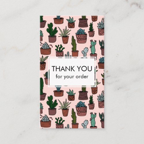 Cute Cacti  Succulents QR Code Order Thank You Business Card