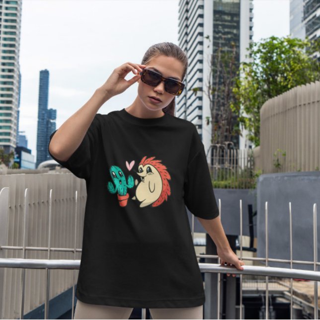 Cute Cactus And Hedgehog   T-Shirt (Creator Uploaded)