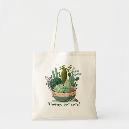 Cute cactus and succulents design tote bag