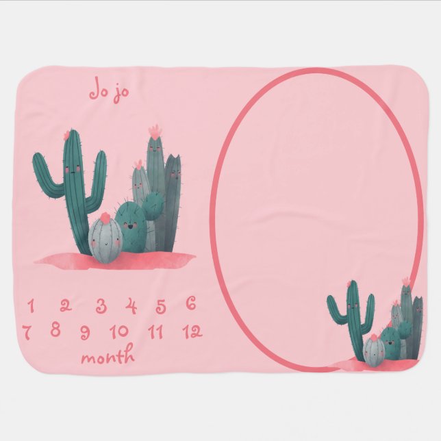 cute Cactus Baby Blanket (Horizontal)