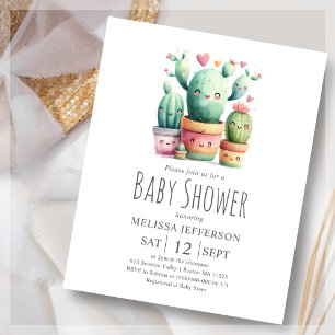 Cute Cactus Baby Shower Budget Invitation