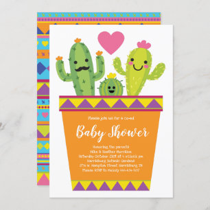 Cute Cactus Baby Shower Colorful Southwestern Invitation