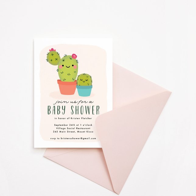 Cute Cactus Baby Shower Invitation
