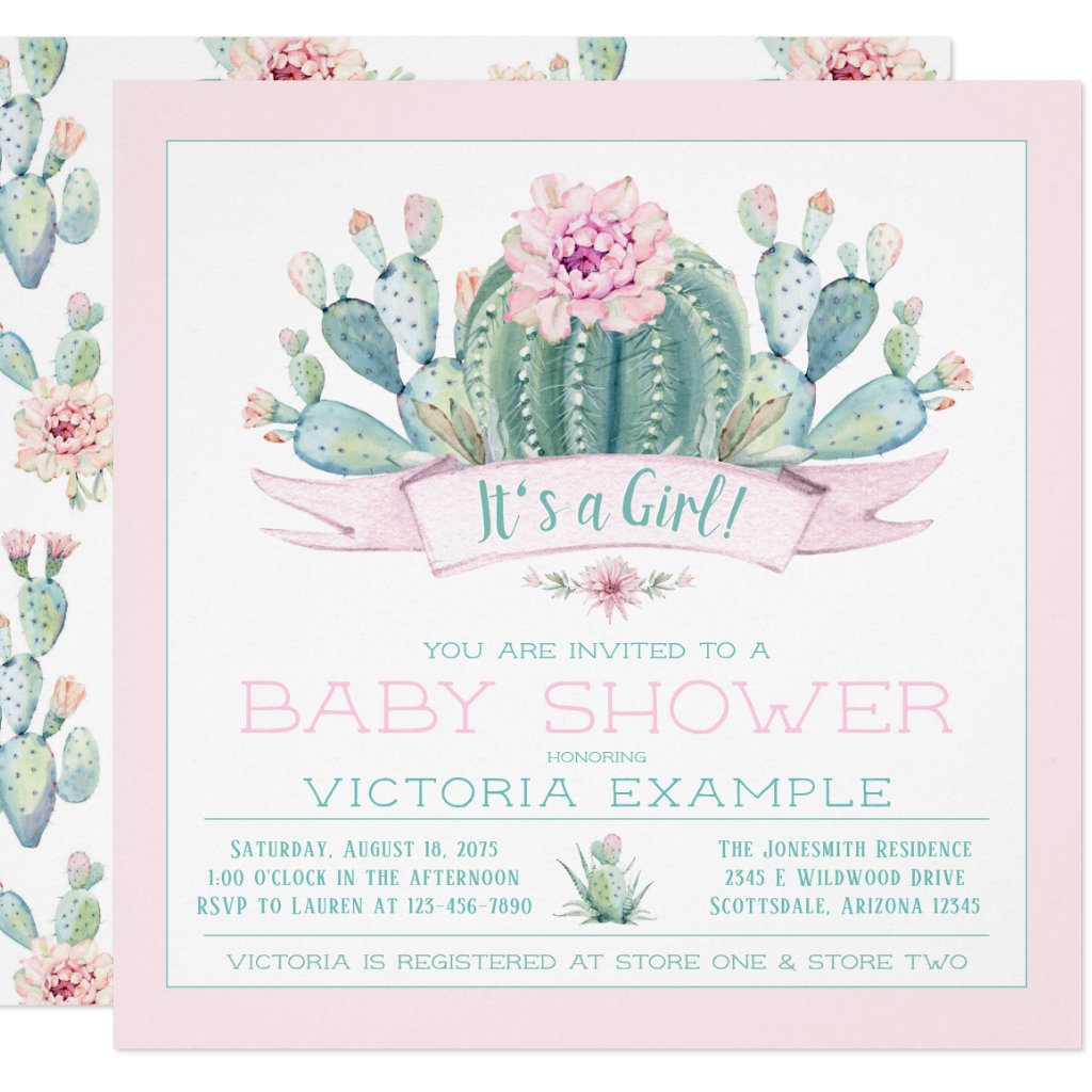 baby shower invitations cactus