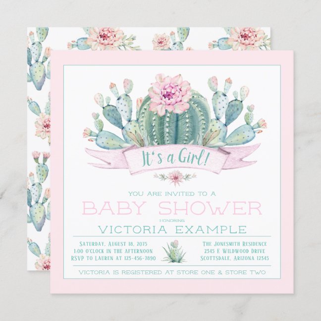 Cute Cactus Baby Shower Invitations