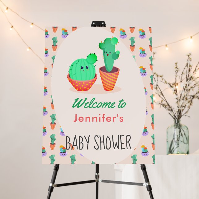Cute Cactus Baby Shower Welcome Sign Unique (In Situ (Stand))