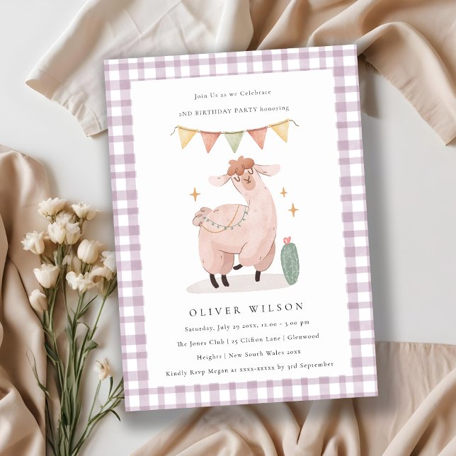 Cute Cactus Boho Llama Any Age Birthday Invite (Creator Uploaded)