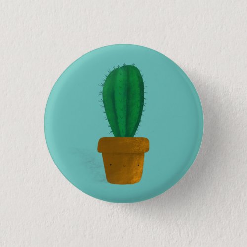 Cute cactus button pin badge hand drawn