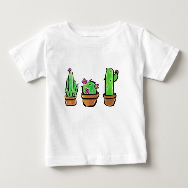 Cute Cactus cacti succulents  Baby T-Shirt (Front)
