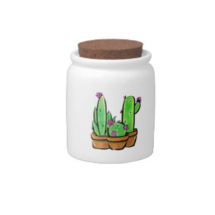 Cute Cactus cacti succulents Candy Jar