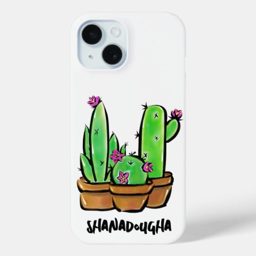 Cute Cactus cacti succulents  iPhone 15 Case