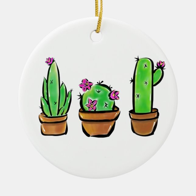 Cute Cactus cacti succulents  Ceramic Ornament (Front)