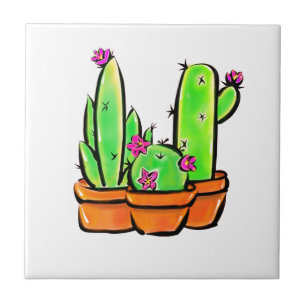 Cute Cactus cacti succulents  Ceramic Tile