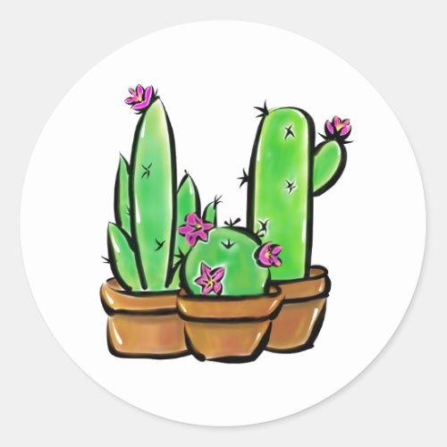 Cute Cactus cacti succulents  Classic Round Sticker