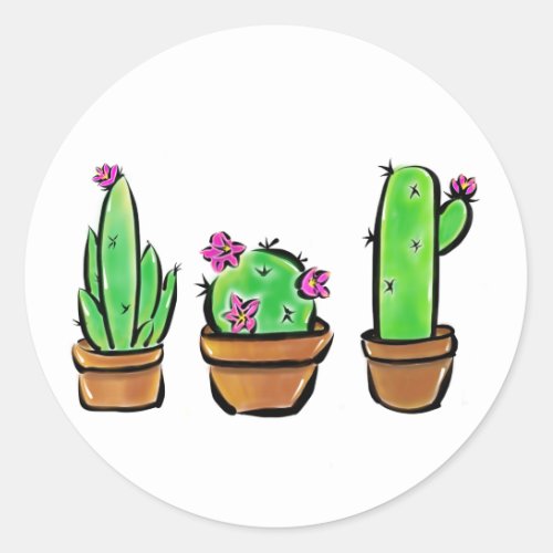 Cute Cactus cacti succulents  Classic Round Sticker