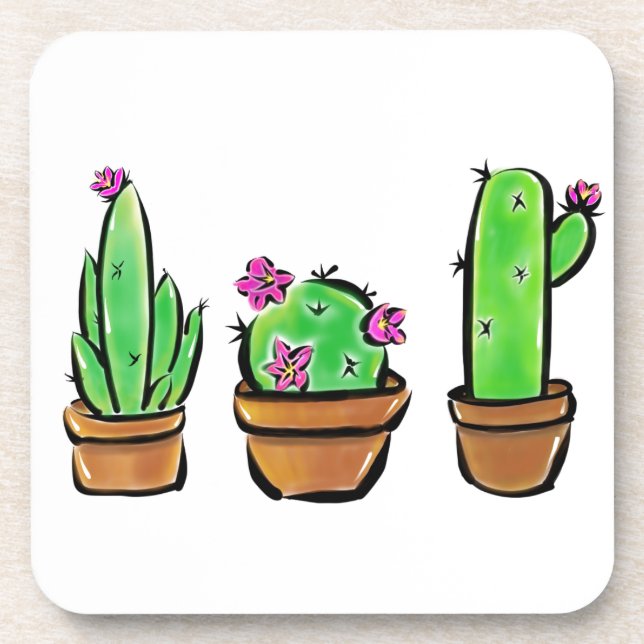 Cute Cactus cacti succulents  Coaster (Front)
