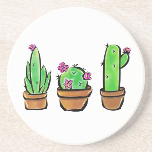 Cute Cactus cacti succulents  Coaster