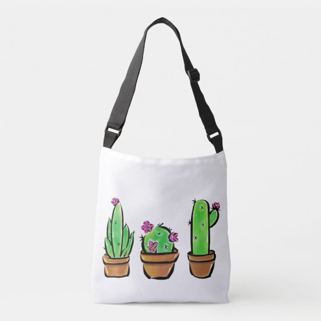 Cute Cactus cacti succulents  Crossbody Bag (Front)