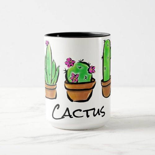 Cute Cactus cacti succulents desert flowers Mug
