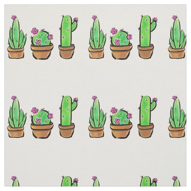 Cute Cactus cacti succulents  Fabric (Swatch)