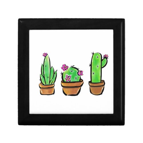 Cute Cactus cacti succulents  Jewelry Box