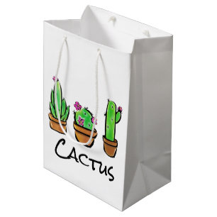 Cute Cactus cacti succulents Medium Gift Bag