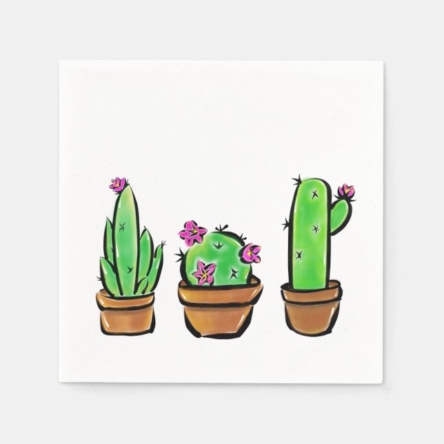 Cute Cactus cacti succulents  Napkins (Front)