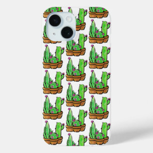 Cute Cactus cacti succulents pattern iPhone 15 Case