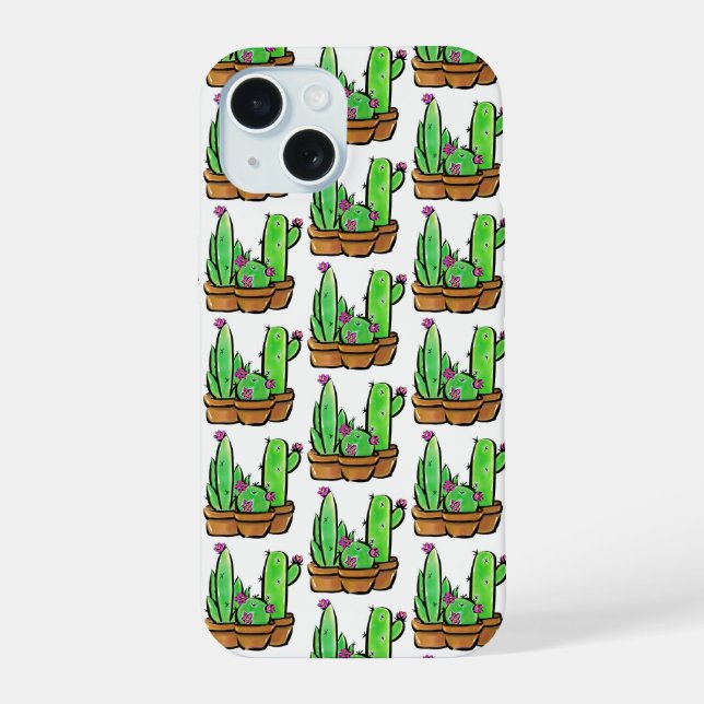 Cute Cactus cacti succulents pattern  Iphone Case (Back)