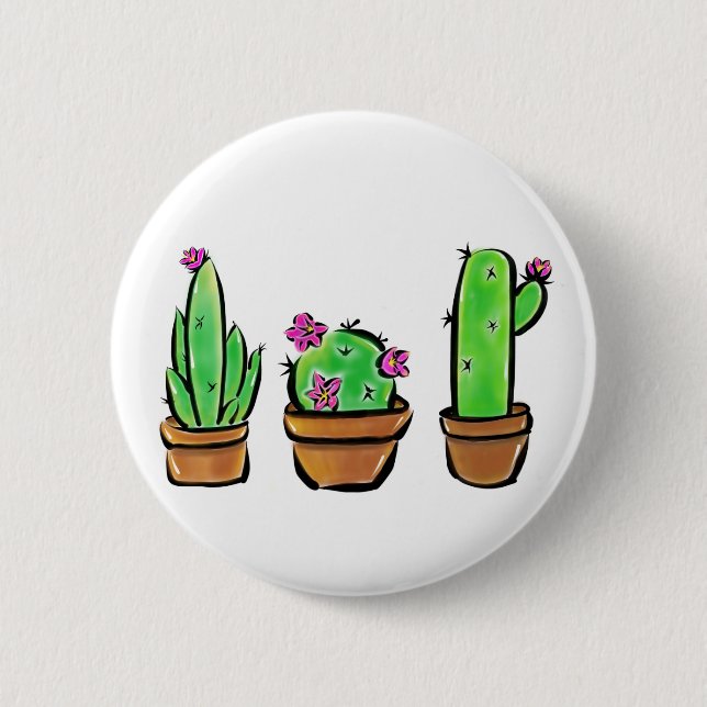 Cute Cactus cacti succulents  Pinback Button (Front)
