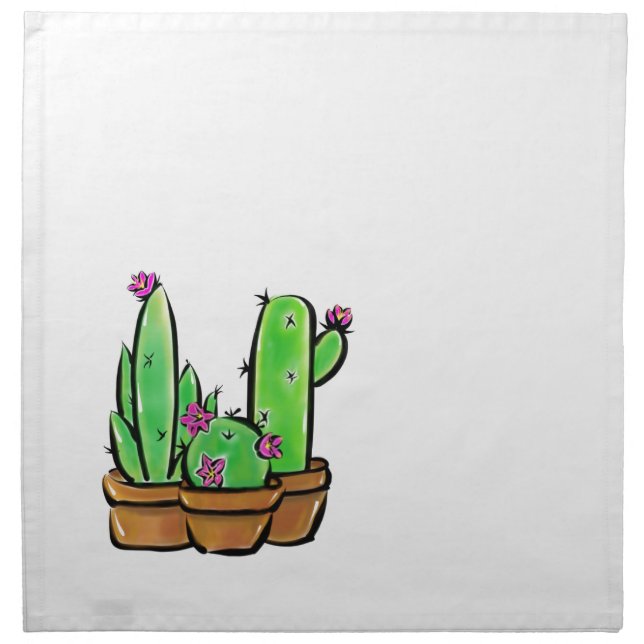 Cute Cactus cacti succulents pink desert flower Napkin (Front)