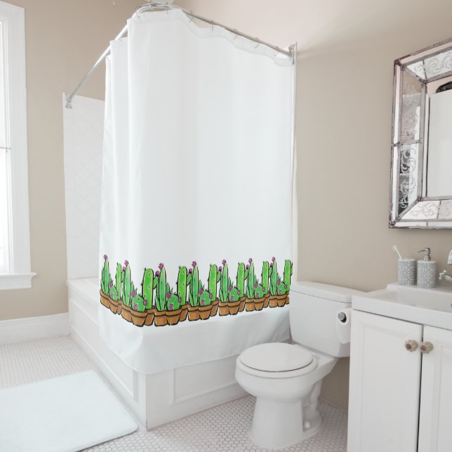Cute Cactus cacti succulents  Shower Curtain (In Situ)