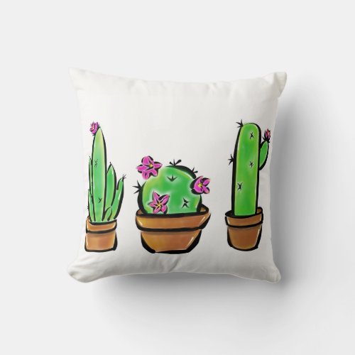 Cute Cactus cacti succulents  Throw Pillow