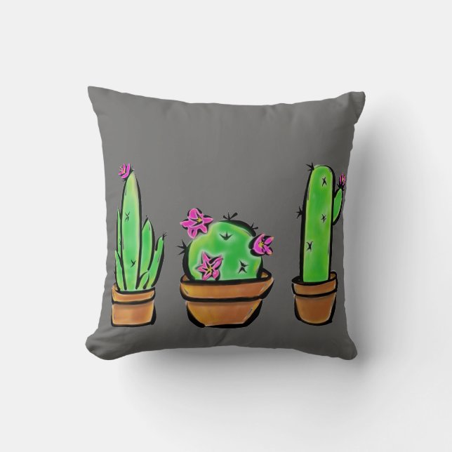 Cute Cactus cacti succulents  Throw Pillow (Front)