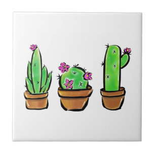 Cute Cactus cacti succulents Tile