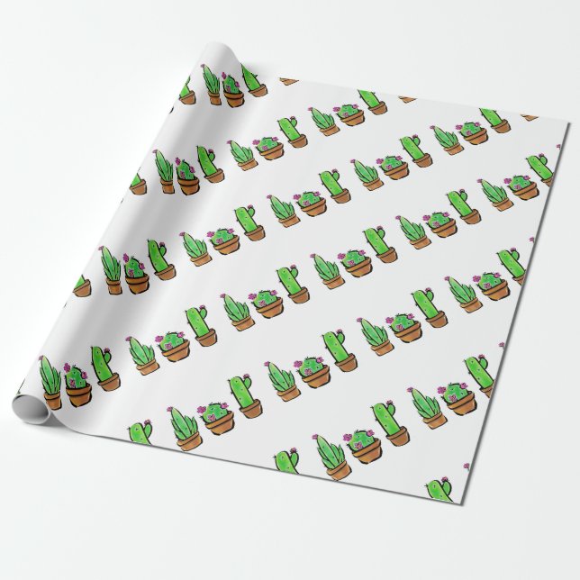 Cute Cactus cacti succulents  Wrapping Paper (Unrolled)