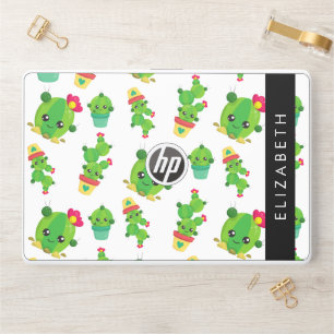 Cute Cactus, Cactus Pattern, Succulent, Your Name HP Laptop Skin