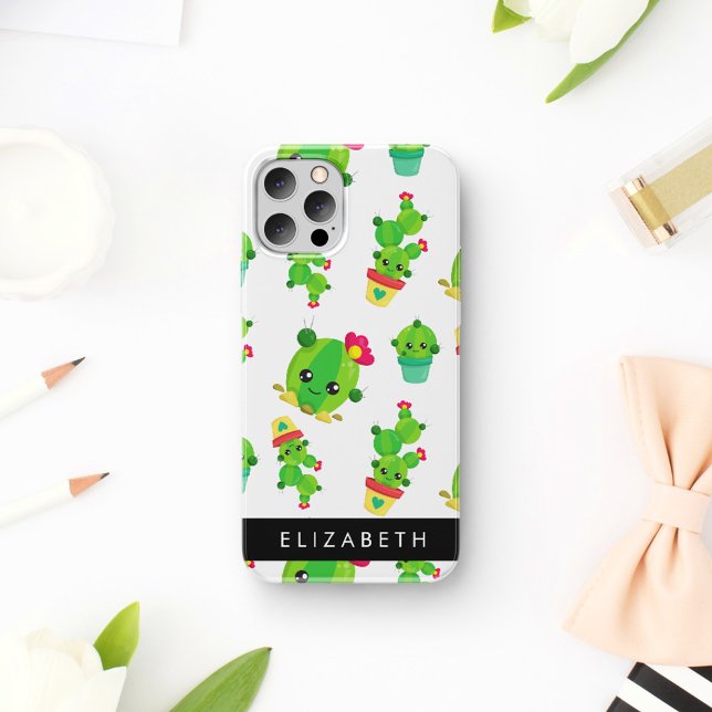 Cute Cactus, Cactus Pattern, Succulent, Your Name iPhone Case (Creator Uploaded)
