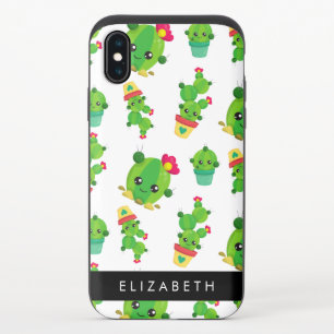 Cute Cactus, Cactus Pattern, Succulent, Your Name iPhone X Slider Case
